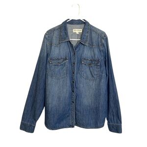 IDYLLWIND Miranda Lambert Rigid Wayside Chambray Western Blue Denim Snap Shirt